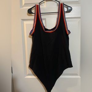 Rainbow lined body suit - snap crotch